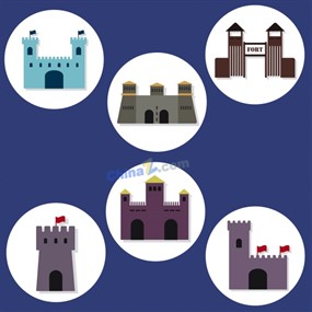 古老城堡图标矢量